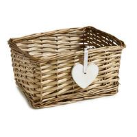 Wilko Wicker Storage Basket with Wooden Heart Detail
