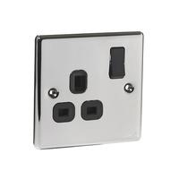 wilko single switch socket black nickel 13amp