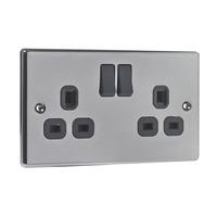 wilko twin switch socket black nickel 13amp