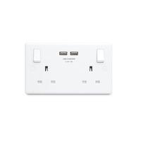 Wilko Double Switched USB Socket White