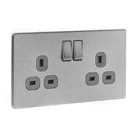 Wilko Twin Screw Flat Switched Socket 13amp