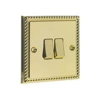 Wilko Twin 2 Way Switch Brass