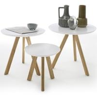 Winifred Set Of 3 Coffee Tables In White With Oak Legs