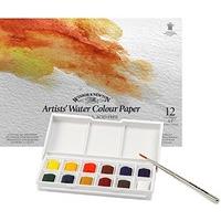 Winsor & Newton - Cotman Water Colour 12 Half Pan Sketchers\' Pocket Box + A4 Gummed Pad