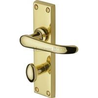 Windsor Bathroom Door Handle (Set of 2) Finish: Polished Brass
