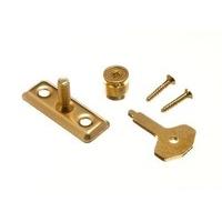 Window Casement Stay Lock Pin and Key Eb Brass Plated + Screws ( pack of 24 )