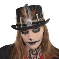 Witch Doctor Voodoo Top Hat Halloween Facilier Skull Bones Feathers Story Halloween Fancy Dress Accessory