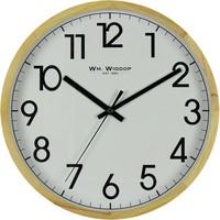 Widdop White Dial Brown Wooden Case Easy To Read Wall Clock
