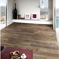 Wickes Madeira Dark Oak Wood Effect Porcelain Floor & Wall Tile 140 x 840mm