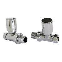 Wickes Contemporary Round Straight Radiator Valves - Chrome