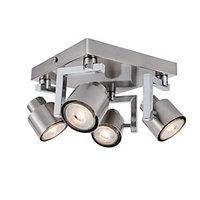 Wickes Boulevard LED 4 Plate Spotlight Brushed & Polished Chrome