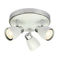 Wickes Major LED Triple Plate Spotlight Matt White & Chrome