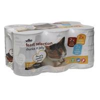 Wilko Tinned Cat Food Feast Selection in Jelly 6 x6 x 400g