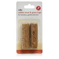 wilko small animal edible treat and gnaw log small 2pk