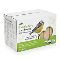 Wilko Wild Bird Suet Blocks with Mealworm 6pk