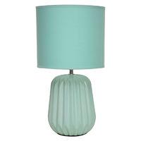 Winola Table Lamp Blue Ceramic Blue Fabric Shade