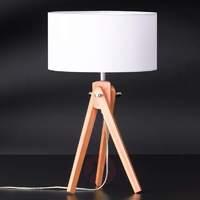 With white shade - wooden table lamp Gin