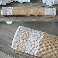 Width 30cm Length 180cm Natural Vintage Burlap Lace Hessian Table Runner Wedding Party Decoration Jute Table Runners