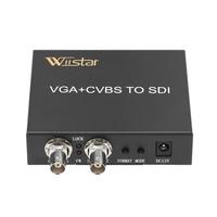 Wiistar VGA+CVBS to SDI Converter support 2 SDI outputs SD-SDI / HD-SDI / 3G-SDI for PC Laptops Projectors HDTV Computers EU Plug