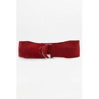 Wide Suede D-Ring Belt, RED