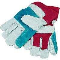 Wickes Superior Rigger Leather Gloves Grey/Red One Size