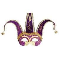 Widmann 1650 - jolly Mask Decoration With Glitter, Black/purple, One Size