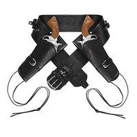 Widmann – black Faux Leather Cowboy Belt, With Double Holster