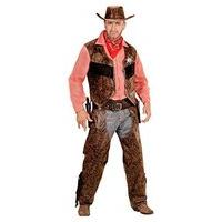 widmann 05921adult t shirt cowboy costume with waistcoat chaps and hat