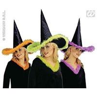 witch marabou trim halloween witch hats caps headwear for fancy dress