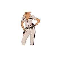 widmann 73981adult cop chips girl costume jumpsuit belt fingerless glo ...