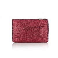 Wine Sequinned Cosmetics Purse