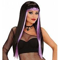 widmann 06765 gothic glam black wig with purple streaks