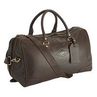 Wide Mouth Leather Holdall with Personalised Luggage Tag, Leather