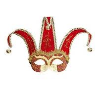 Widmann 04712 - jolly Joker Jester Venetian Mask Domino, Red/gold, One Size