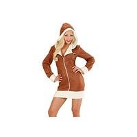Widmann 06571 adult Aviator Girl Costume Dress With Hood - brown, Small