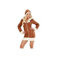 Widmann 06572 adult Aviator Girl Costume Dress With Hood - brown, Size M