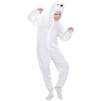widmann 9956b polar bear adult fancy dress costume jumpsuit with mask