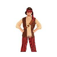 Widmann 00196 - pirate Costume - top, Waistcoat, Belt, Pants And Headband, Brown