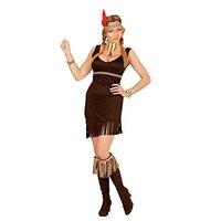 Widmann 02841 adult Indian Woman Costume Dress And Headband With Feather - black