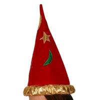 wizard hat red with gold band col patc