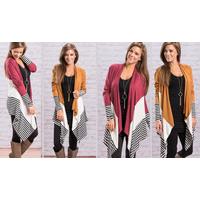 wine red size 10 striped colour block cardigan