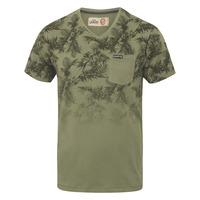 Will Tropical Print V Neck T-Shirt in Olivine Khaki  Tokyo Laundry