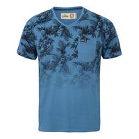 Will Tropical Print V Neck T-Shirt in Federal Blue  Tokyo Laundry
