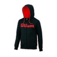 Wilson Script Cotton FZ Mens Hoodie - Black/Red, XXL