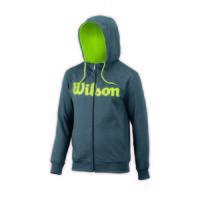 Wilson Script Cotton FZ Mens Hoodie - Grey/Green, XXL