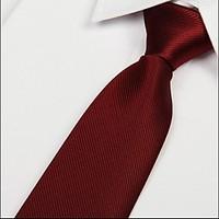 Wine Red Men Twill Tie Jacquard Arrow Polyester Silk Necktie