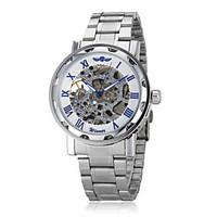 WINNER Men\'s Auto-Mechanical Fashion Hollow Case Silver Skeleton Steel Band Wrist Watch (Assorted Colors) Cool Watch Unique Watch