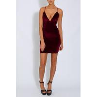 Wine Velvet Plunge Dress