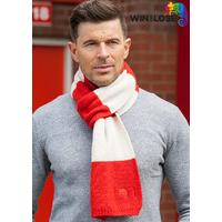 Win or Lose Merino Wool Scarf Red White Bar