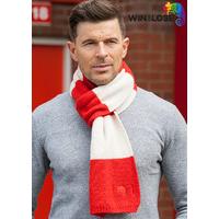 win or lose merino wool scarf red white bar